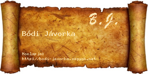 Bódi Jávorka névjegykártya
